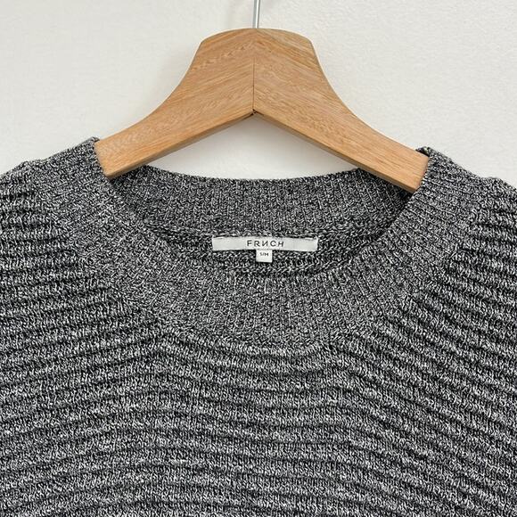 FRNCH Ribbed Textured Boxy Crewneck Pullover 3/4 Sleeve Cotton Sweater S/M - Picture 6 of 13